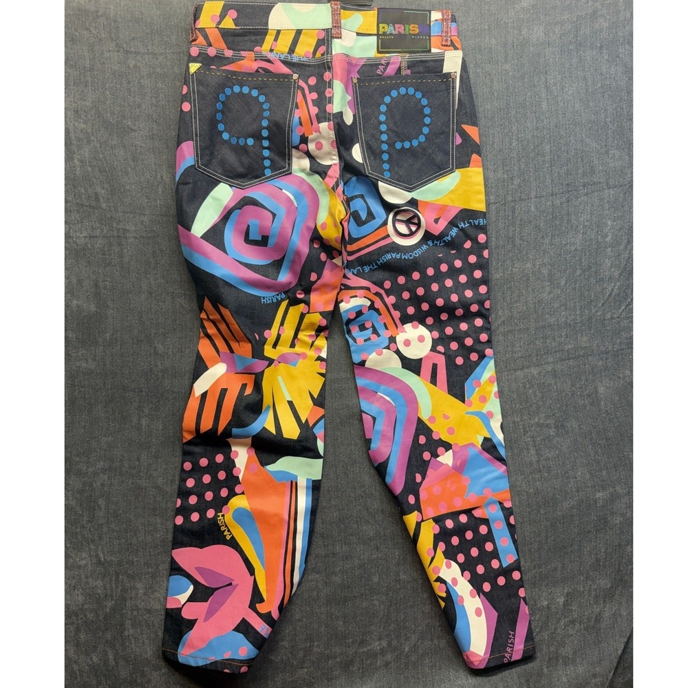 Parish Nation Health Wealth Wisdom Graphic Jeans Size 36 Y2K Colorblock Denim